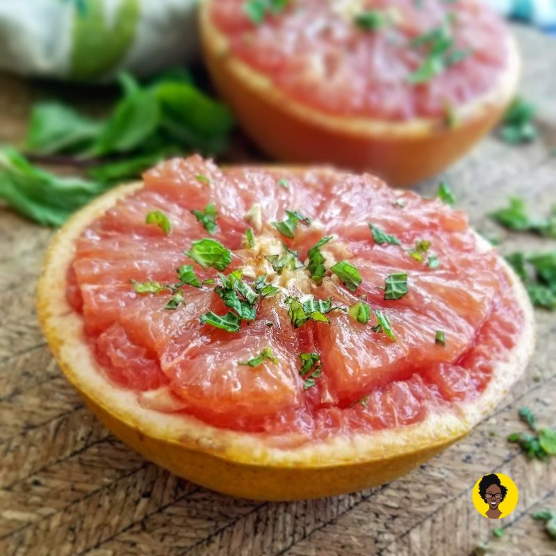 Easy Oven-Baked Grapefruit with Brown Sugar and Mint